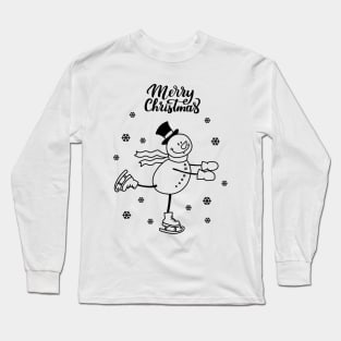 Ice Skating Snowman Long Sleeve T-Shirt